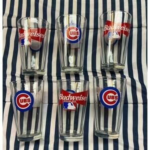Anheuser Busch Bud Light MLB Chicago Cubs Pint Beer Glasses Lot of 6